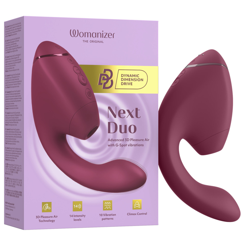 WOMANIZER - DUO NEXT ESTIMULADOR DUAL DE CLÍTORIS Y PUNTO G ROSA OSCURO