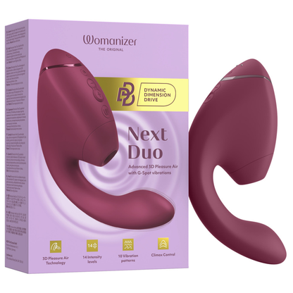 WOMANIZER - DUO NEXT ESTIMULADOR DUAL DE CLÍTORIS Y PUNTO G ROSA OSCURO