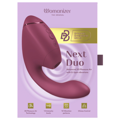 WOMANIZER - DUO NEXT ESTIMULADOR DUAL DE CLÍTORIS Y PUNTO G ROSA OSCURO