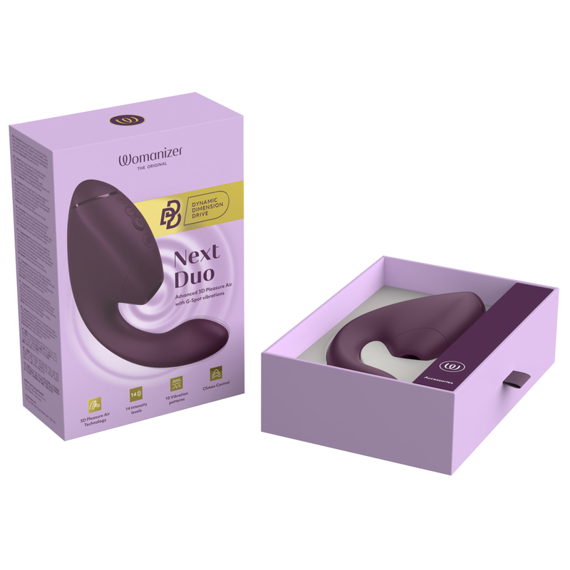 WOMANIZER - DUO NEXT ESTIMULADOR DUAL DE CLÍTORIS Y PUNTO G MORADO OSCURO