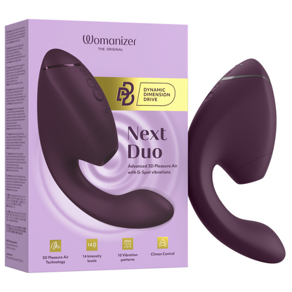 WOMANIZER - DUO NEXT ESTIMULADOR DUAL DE CLÍTORIS Y PUNTO G MORADO OSCURO