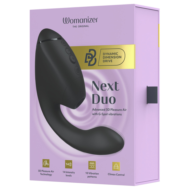 WOMANIZER - DUO NEXT ESTIMULADOR DUAL DE CLÍTORIS Y PUNTO G NEGRO