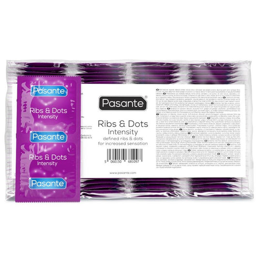 PASANTE - RIBS & DOTS INTENSITY CONDOMS 144 UNITS (BAG)