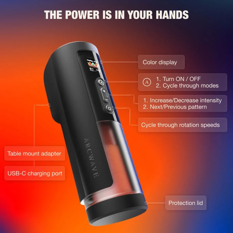 ARCWAVE - MASTURBADOR AUTOMÁTICO PARA HOMBRE THRUSTER CON MOVIMIENTOS DE EMBESTIDA, ROTACIÓN Y CONTROL