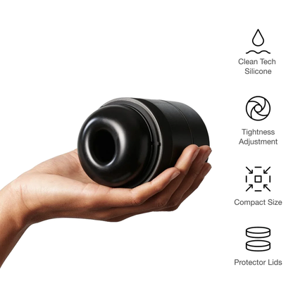 ARCWAVE - VOY MALE STROKER WITH 8 PRESSURE SETTINGS BLACK (10 ML LUBRICANT INCLUDED)