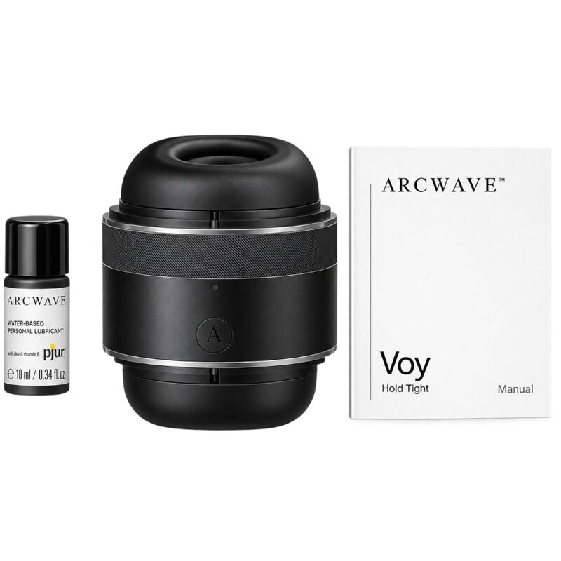 ARCWAVE - VOY MALE STROKER WITH 8 PRESSURE SETTINGS BLACK (10 ML LUBRICANT INCLUDED)