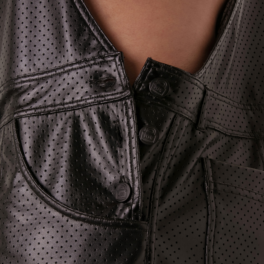 LOCKER GEAR - PUNCH HOLE LEATHERETTE SHORT OVERALLS