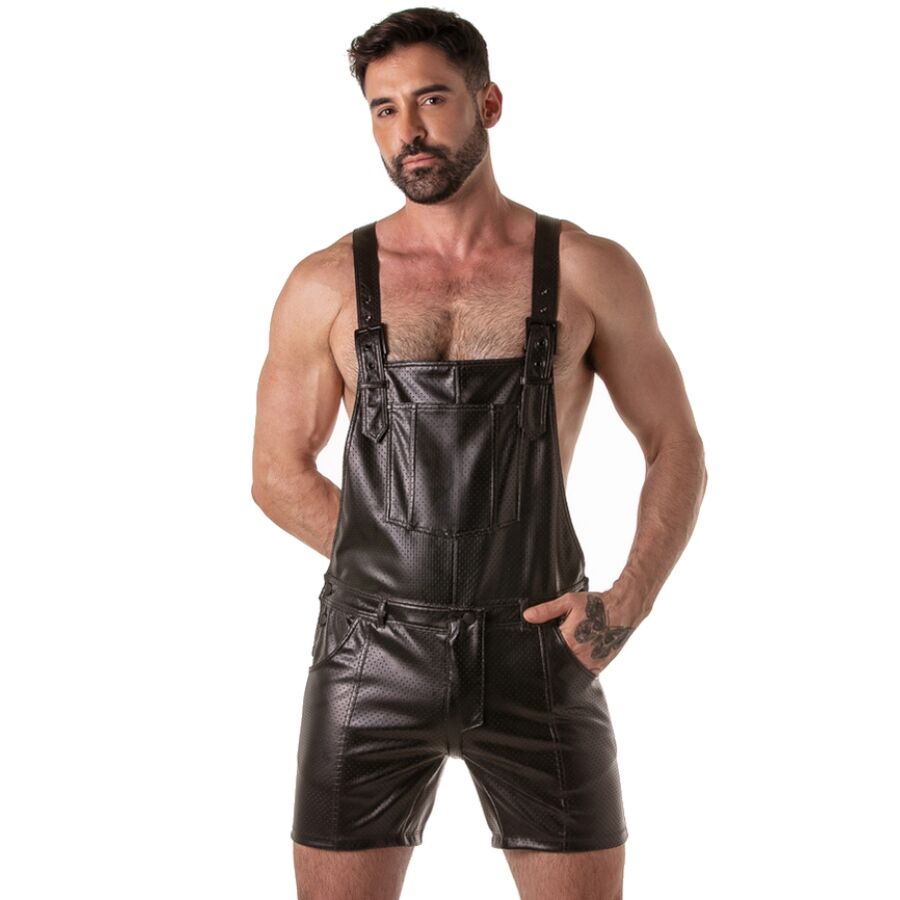 LOCKER GEAR - PUNCH HOLE LEATHERETTE SHORT OVERALLS