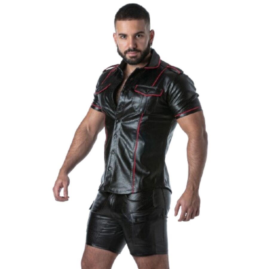 LOCKER GEAR - PUNCH HOLE LEATHERETTE SHIRT