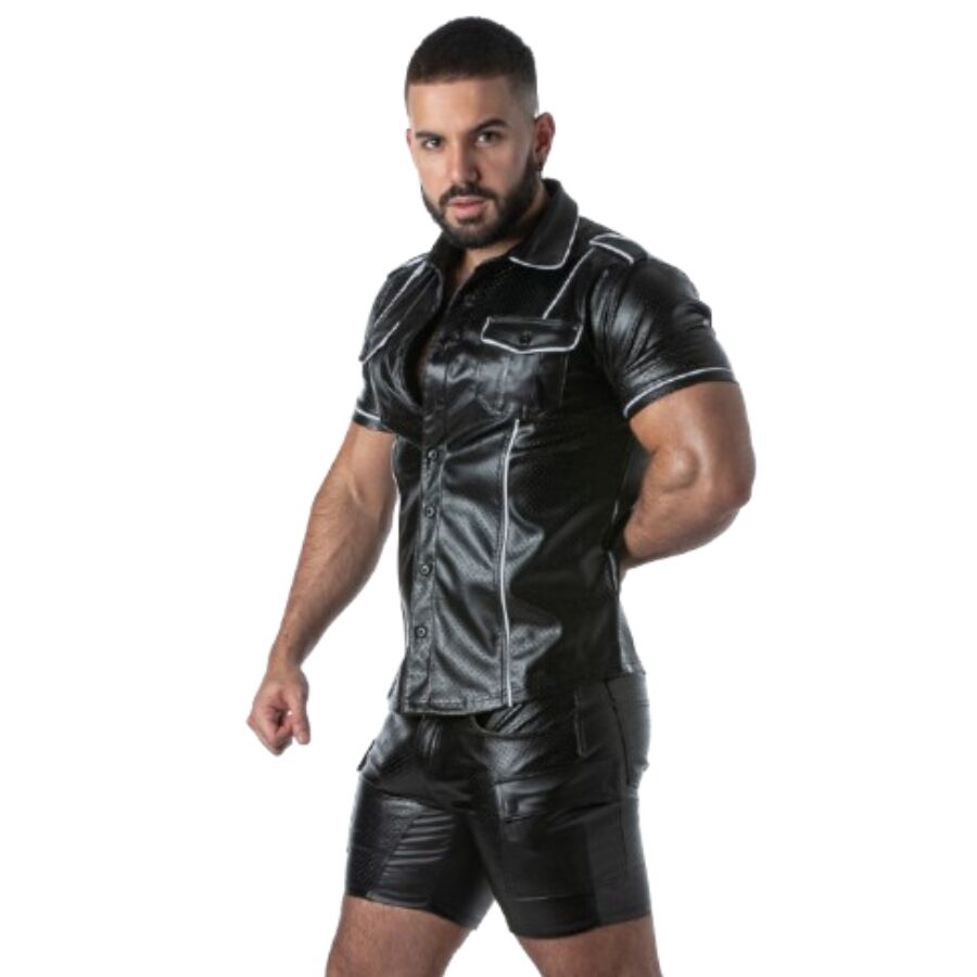 LOCKER GEAR - PUNCH HOLE LEATHERETTE SHIRT