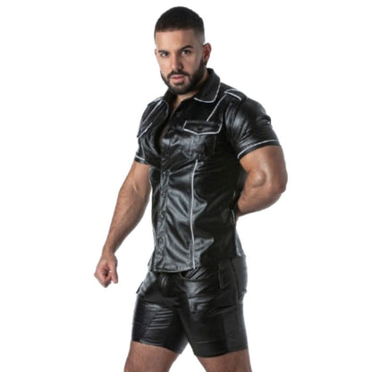 LOCKER GEAR - PUNCH HOLE LEATHERETTE SHIRT
