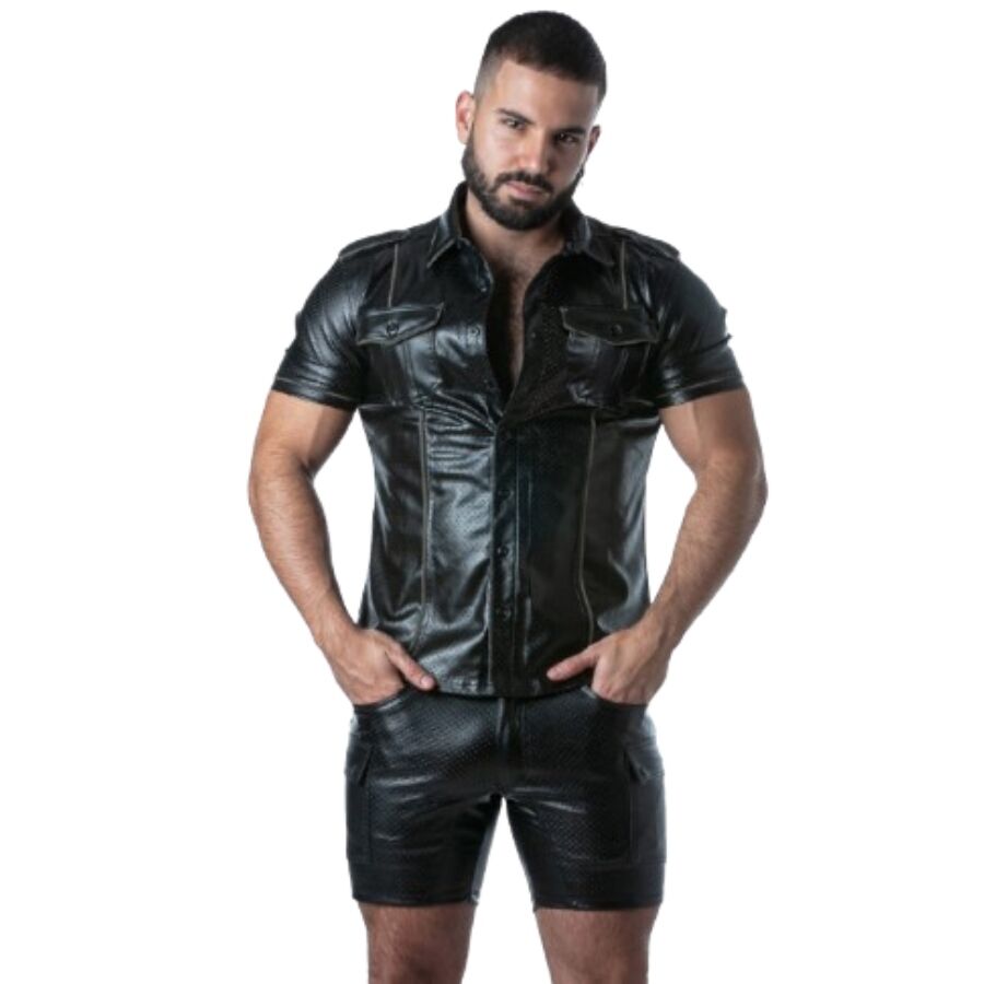 LOCKER GEAR - PUNCH HOLE LEATHERETTE SHIRT