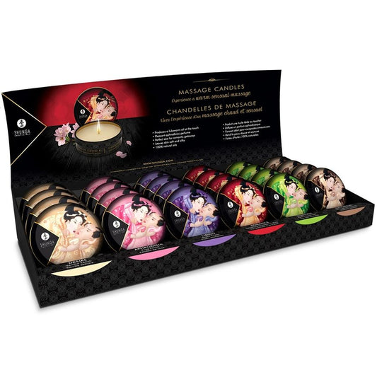 SHUNGA - MINI CARESS BY CANDLELIGHT DISPLAY MASSAGE CANDLES 24 UNITS