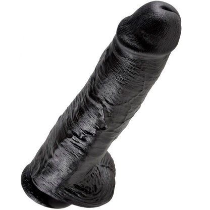 KING COCK - DILDO BLACK WITH BALLS 28 CM