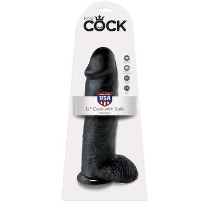 KING COCK - DILDO BLACK WITH BALLS 30.48 CM