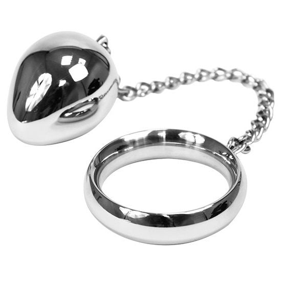 METAL HARD - COCK RING 40MM + CHAIN WITH METAL BALL