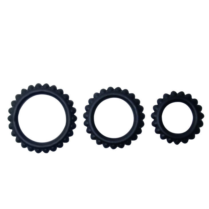 BAILE - SET TITAN 3PCS COCK RING NOIR 2,8 + 2,4 + 1,9 CM