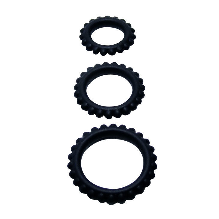 BAILE - SET TITAN 3PCS COCK RING NOIR 2,8 + 2,4 + 1,9 CM