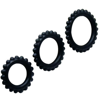 BAILE - SET TITAN 3PCS COCK RING NOIR 2,8 + 2,4 + 1,9 CM