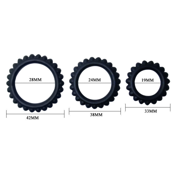 BAILE - SET TITAN 3PCS COCK RING NOIR 2,8 + 2,4 + 1,9 CM