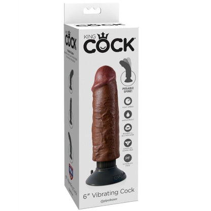KING COCK - VIBRATING COCK BROWN 15.24 CM