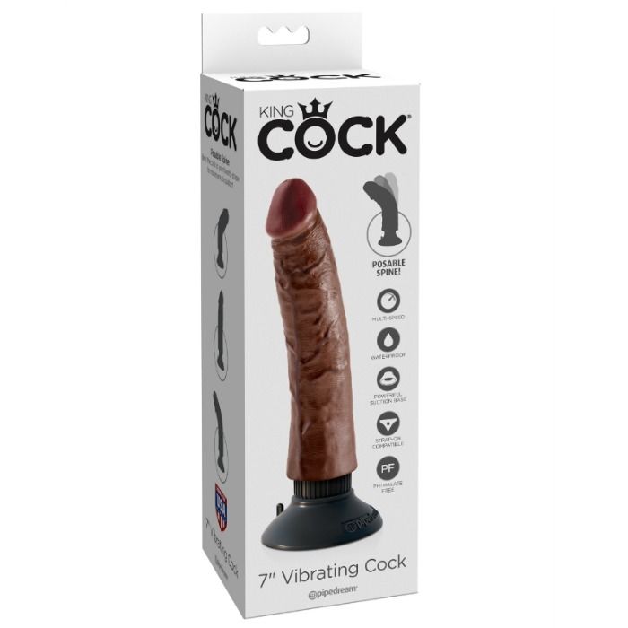 KING COCK - VIBRATING COCK BROWN 17.78 CM
