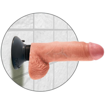 KING COCK - 17.78 CM VIBRATING COCK WITH BALLS FLESH