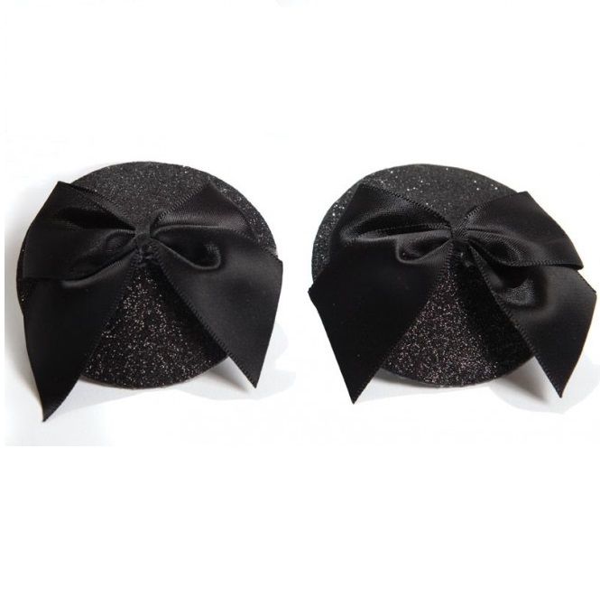 BIJOUX INDISCRETS - BURLESQUE SHINY NIPPLE COVERS WITH BOW