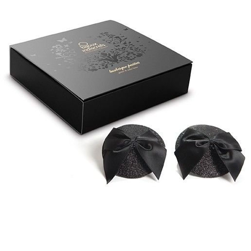 BIJOUX INDISCRETS - BURLESQUE SHINY NIPPLE COVERS WITH BOW