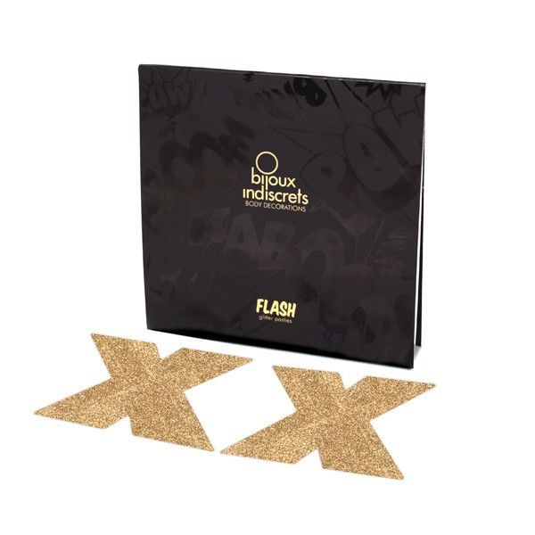 BIJOUX INDISCRETS - FLASH CROSS GOLD NIPPLE COVERS