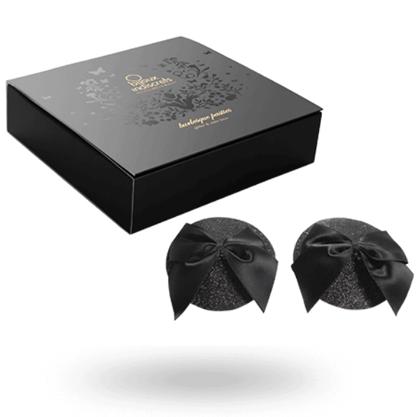 BIJOUX INDISCRETS - BURLESQUE SHINY NIPPLE COVERS WITH BOW