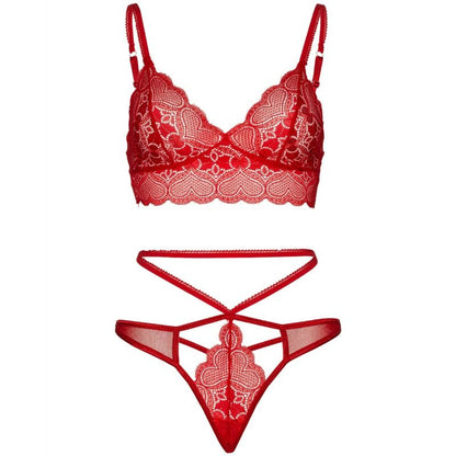 LEG AVENUE - 2 PIECES SET LACE BRALETTE AND THONG