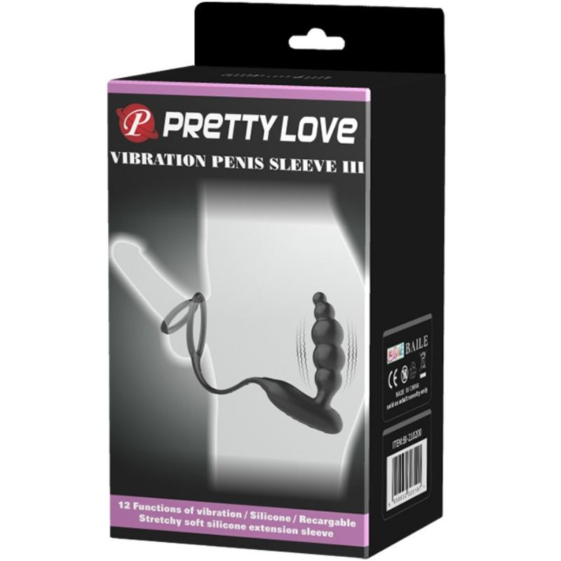 PRETTY LOVE - PENIS RINGS WITH VIBRATOR PLUG