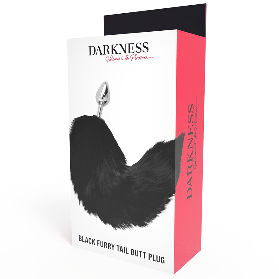 DARKNESS - PLUG ANAL ARGENTÉ 8 CM AVEC QUEUE NOIRE