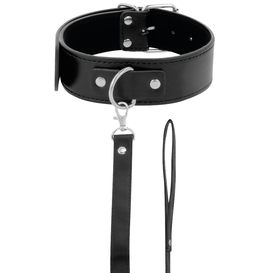 DARKNESS - COLLAR DE POSTURA CON CADENA DE CUERO