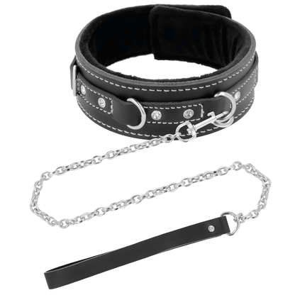 OBSCURITÉ - COLLIER EN CUIR DE HAUTE QUALITÉ AVEC LAISSE