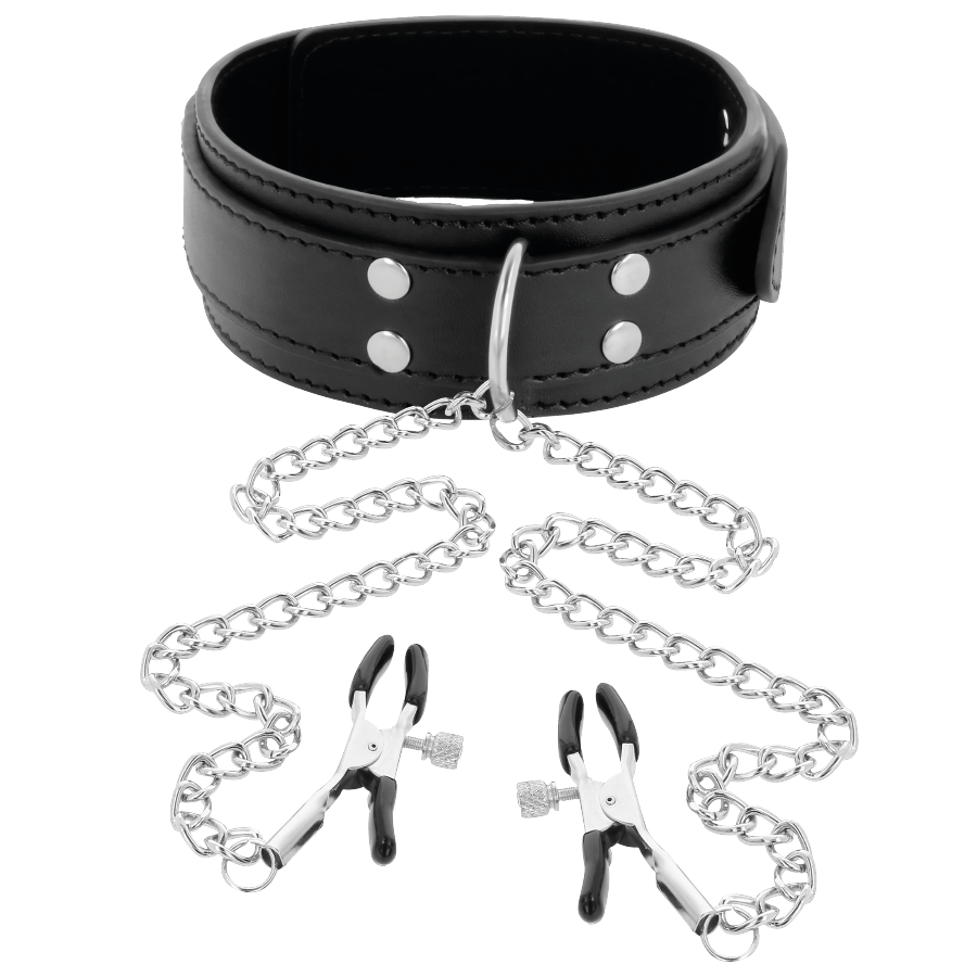 DARKNESS - COLLIER AVEC SERRE-MAMELONS NOIR