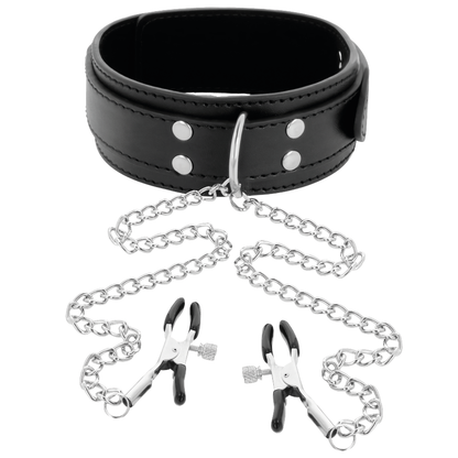 DARKNESS - COLLIER AVEC SERRE-MAMELONS NOIR