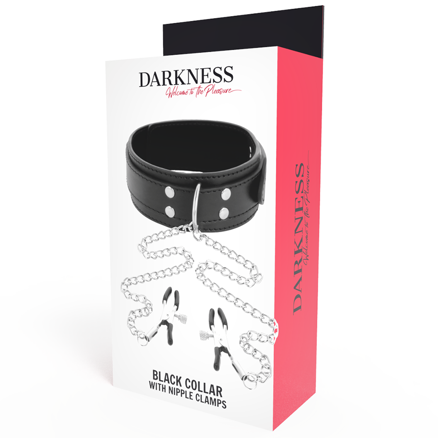 DARKNESS - COLLIER AVEC SERRE-MAMELONS NOIR