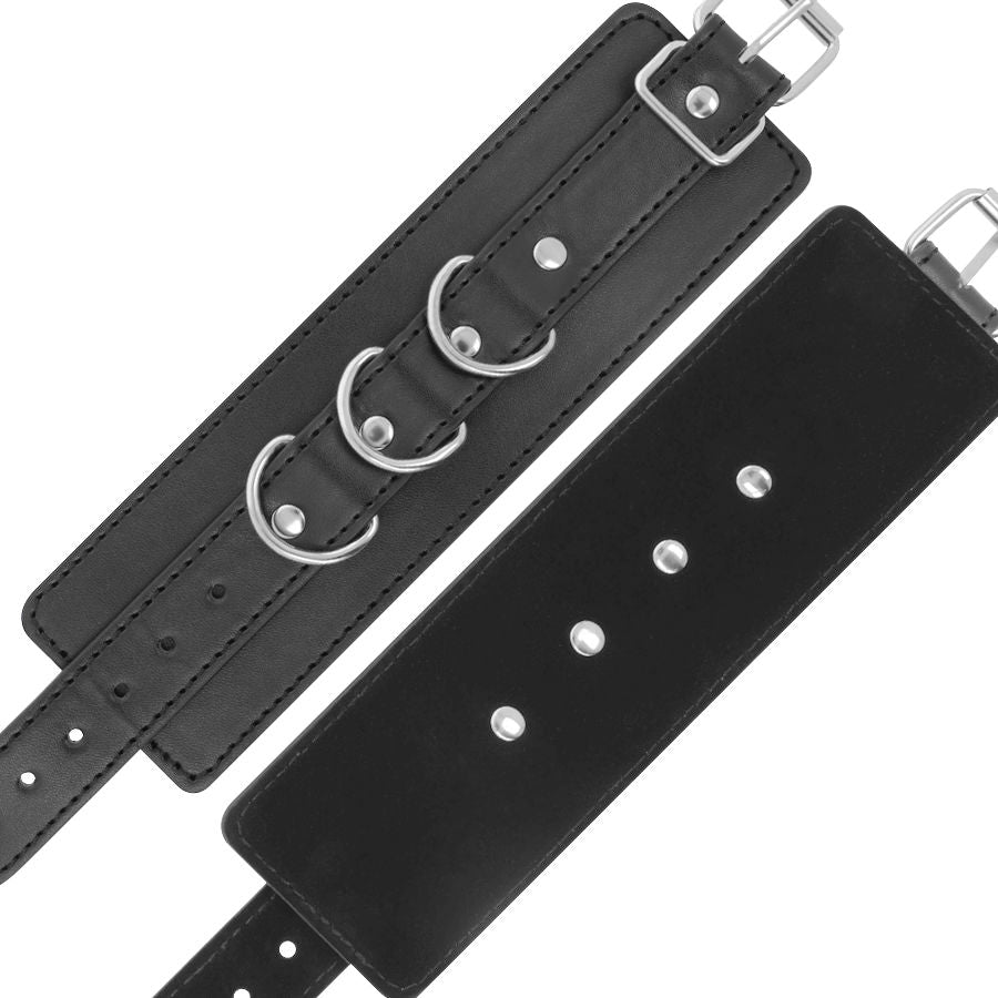 OBSCURITÉ - MENOTTES DE CHEVILLE EN CUIR NOIR RÉGLABLES