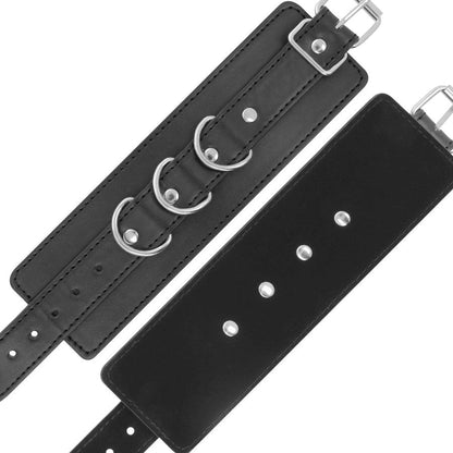 OBSCURITÉ - MENOTTES DE CHEVILLE EN CUIR NOIR RÉGLABLES
