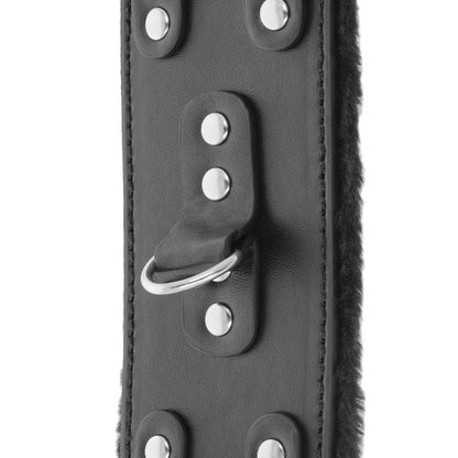 OBSCURITÉ - MENOTTES NOIRES EN CUIR RÉGLABLES AVEC DOUBLURE