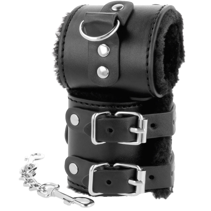 OBSCURITÉ - MENOTTES NOIRES EN CUIR RÉGLABLES AVEC DOUBLURE