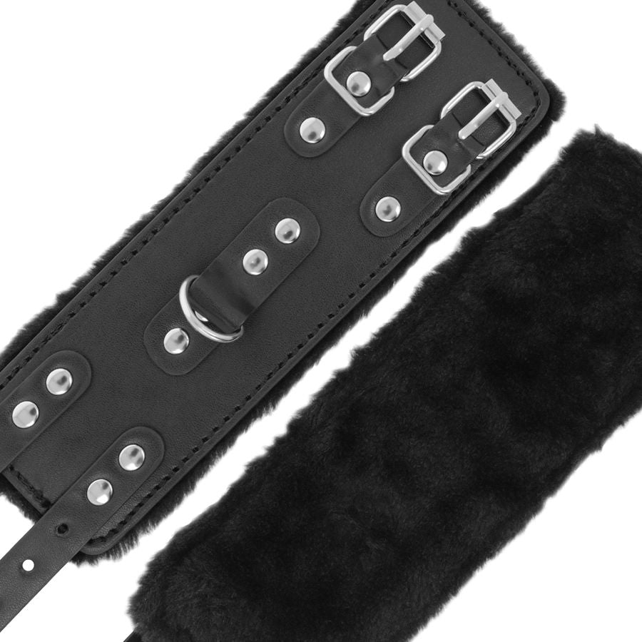 OBSCURITÉ - MENOTTES NOIRES EN CUIR RÉGLABLES AVEC DOUBLURE
