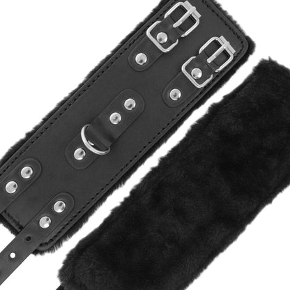 OBSCURITÉ - MENOTTES NOIRES EN CUIR RÉGLABLES AVEC DOUBLURE