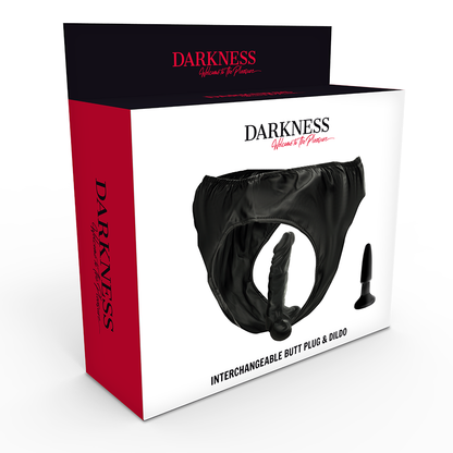 DARKNESS - CULOTTE AVEC PLUG ET GODEMICHET INTERCHANGEABLE