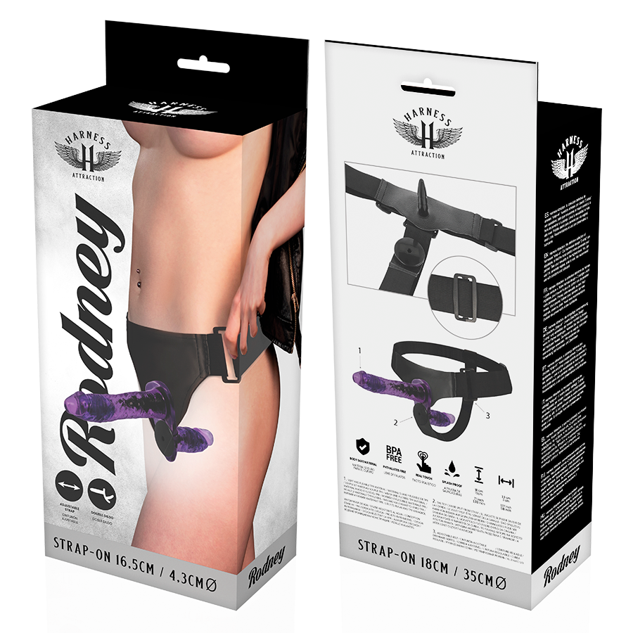 HARNESS ATTRACTION - VIBRADOR DE DOBLE PENETRACIÓN RODNEY 18 CM -Ø- 3.5 CM