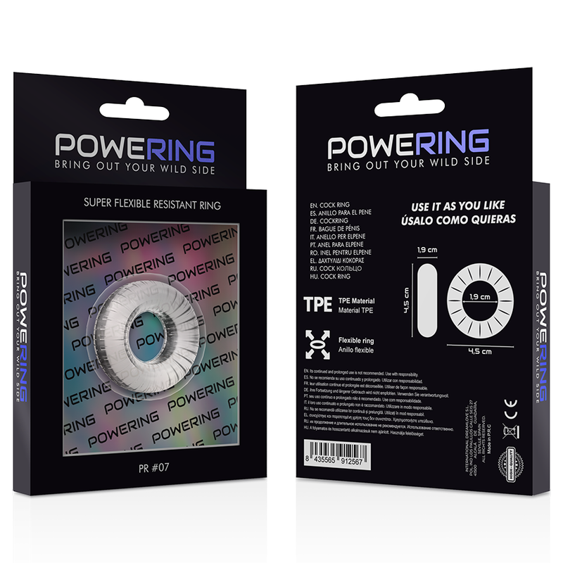 POWERING- SUPER FLEXIBLE AND RESISTANT PENIS RING 4.5CM PR07 CLEAR