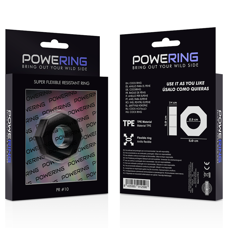 POWERING - SUPER FLEXIBLE AND RESISTANT PENIS RING 5CM PR10 BLACK