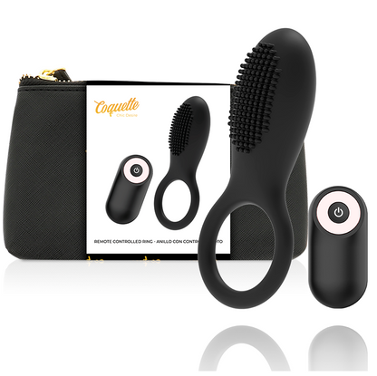 COQUETTE TOYS - COCK RING TÉLÉCOMMANDE RECHARGEABLE NOIR/ OR